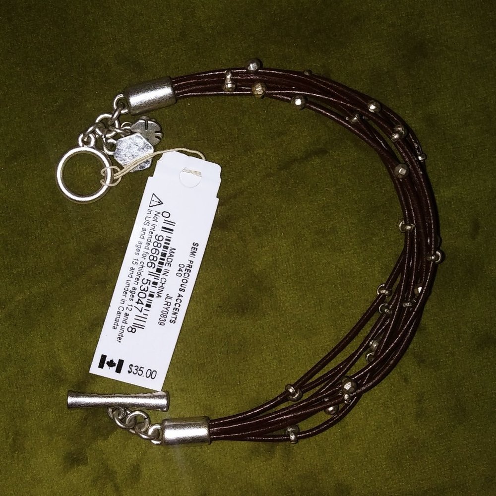 Lucky Brand Multi-Strap Bracelet with Silver Tone Beads